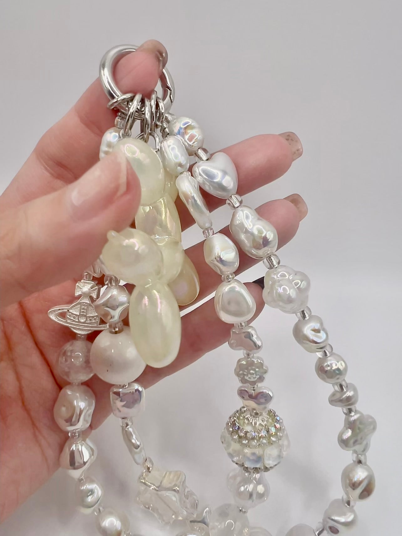 Baroque Style Keychain/Bag Chain/Phone Chain with Dog Pendant