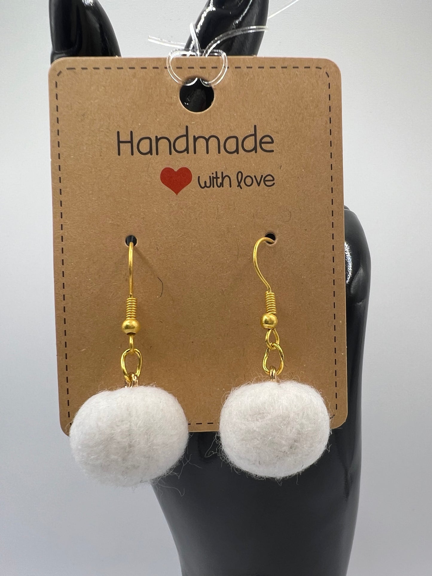 Textured White Pom-Pom Drop Earrings | Lightweight & Stylish | Cozy Chic