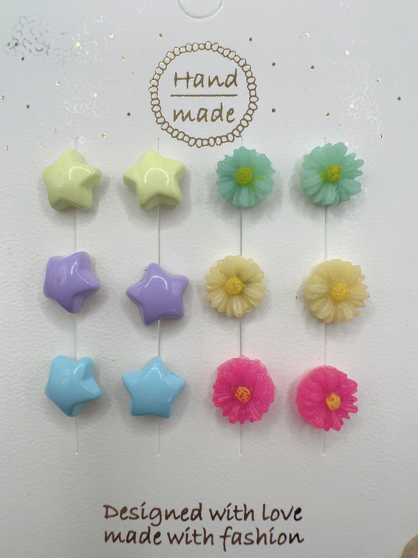 Star and Flower Stud Earrings Set – Cute Mix & Match Jewelry, Dainty Everyday Earrings