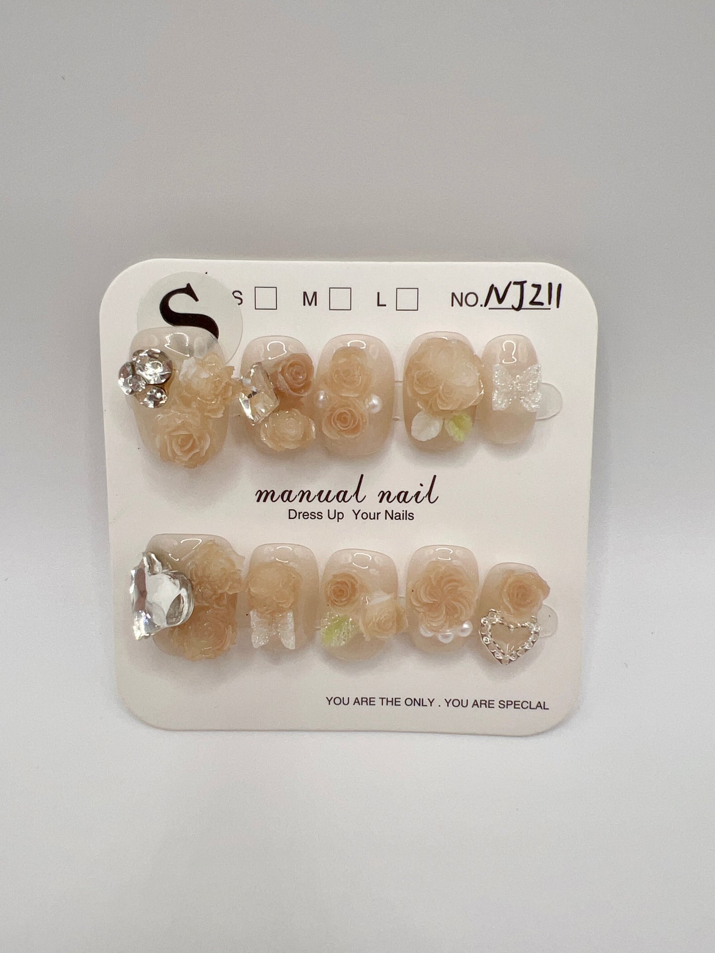 Floral Charm Press On Nails: Short Square, 2D Flower (Small)