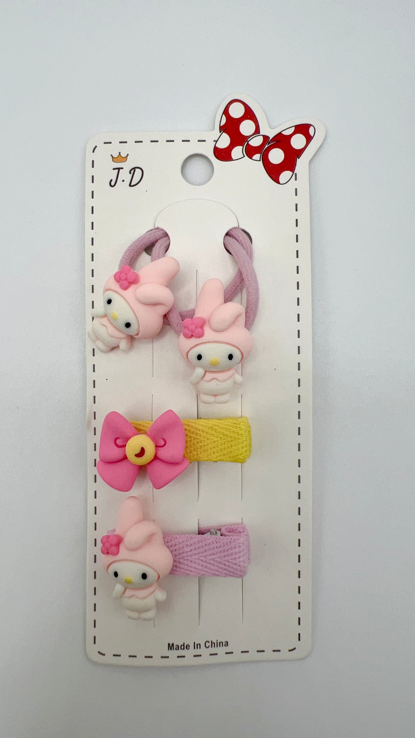 Handmade Cartoon Mix Hair Tie and Clip 3pcs a Set β Cute for Girls Gift Idea