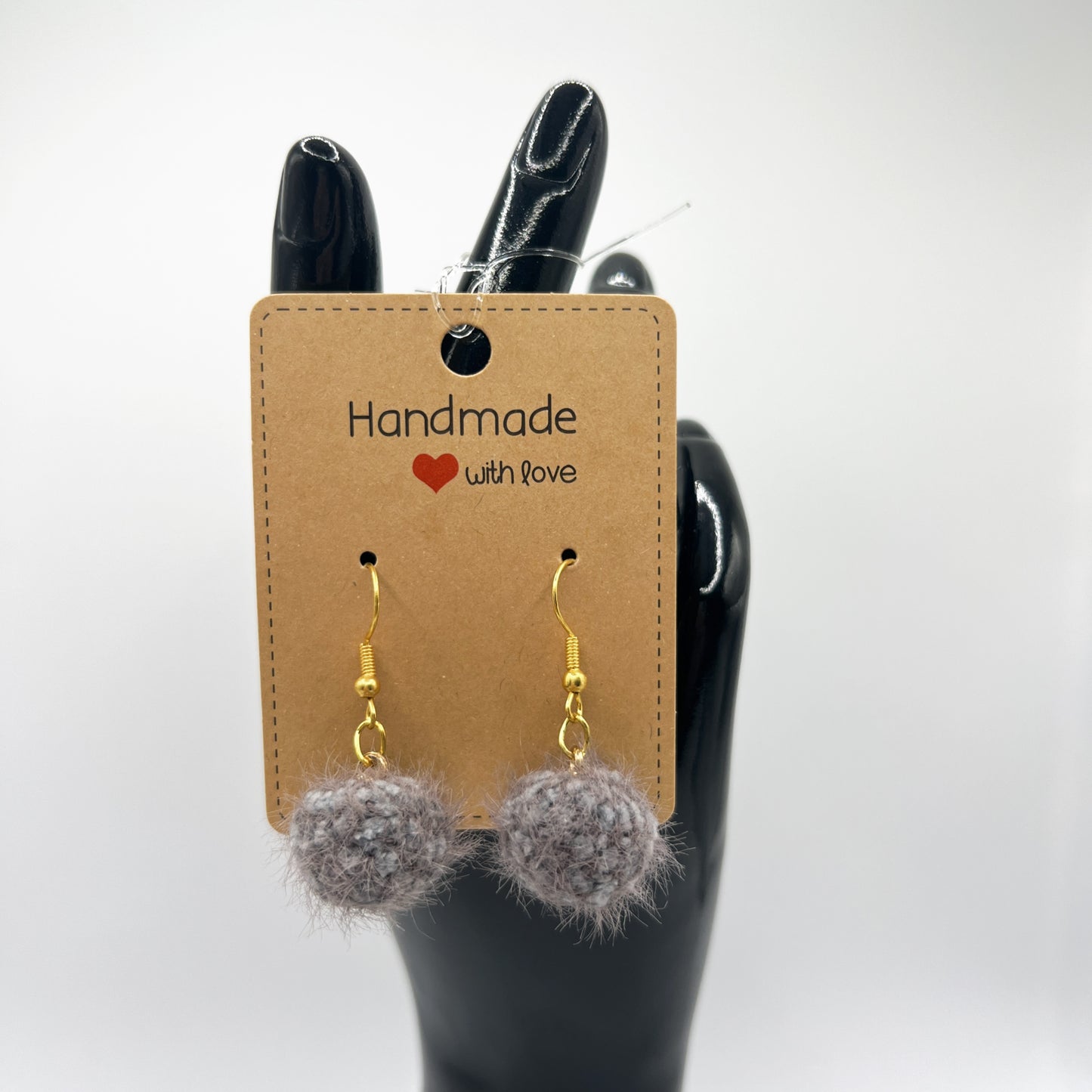 Gray Fluffy Pom-Pom Drop Earrings | Lightweight & Chic | Cozy Statement