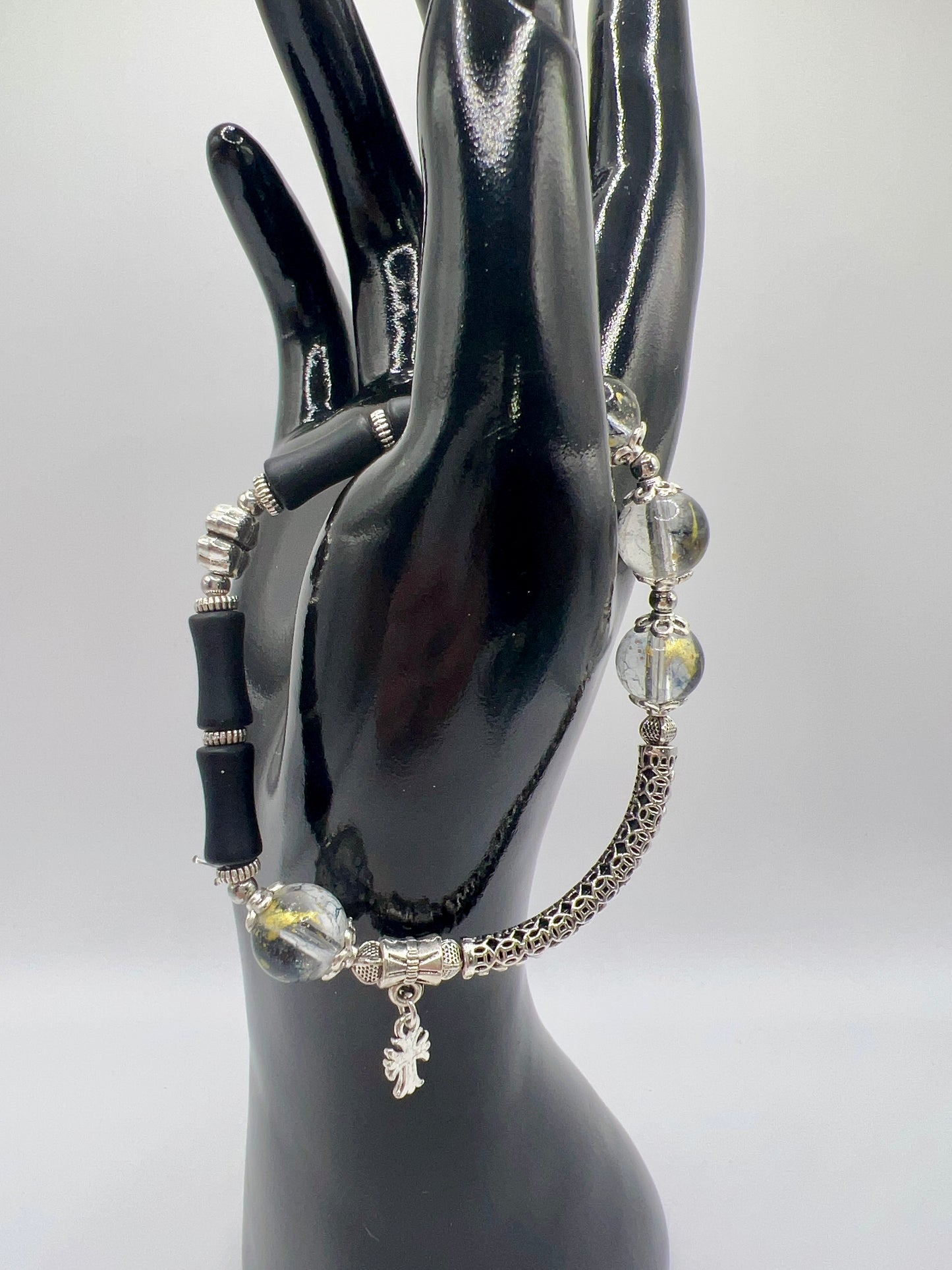 Bead Stretchy Bracelet with Cute Charms & Spacers - Handmade Jewelry