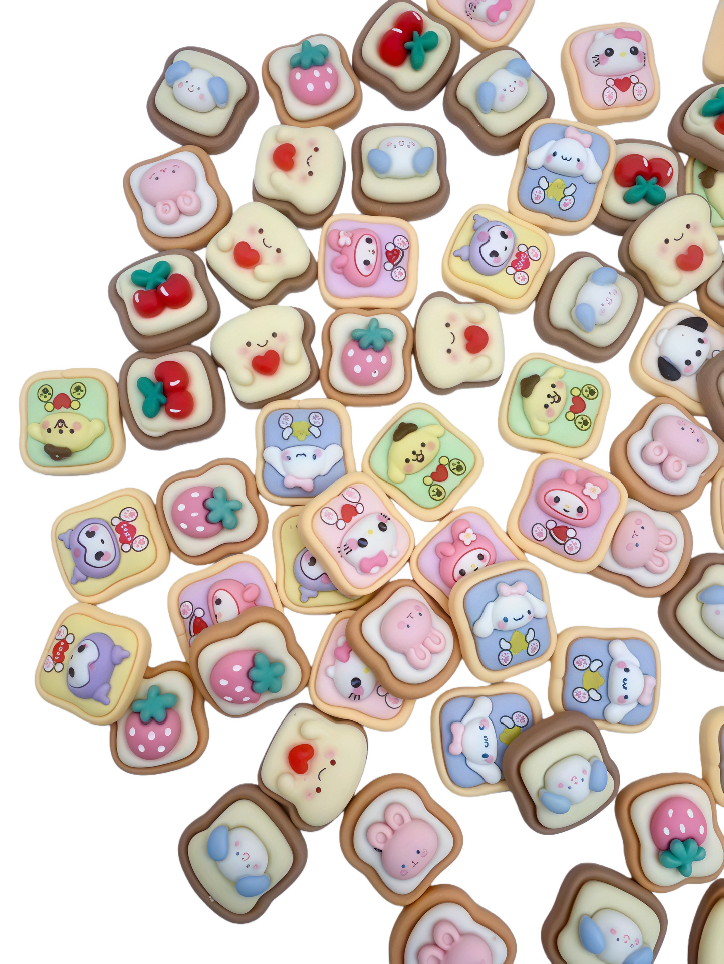 70pcs Mixed Cartoon Resin Flatback Charms – 20×21mm DIY Craft Decorations