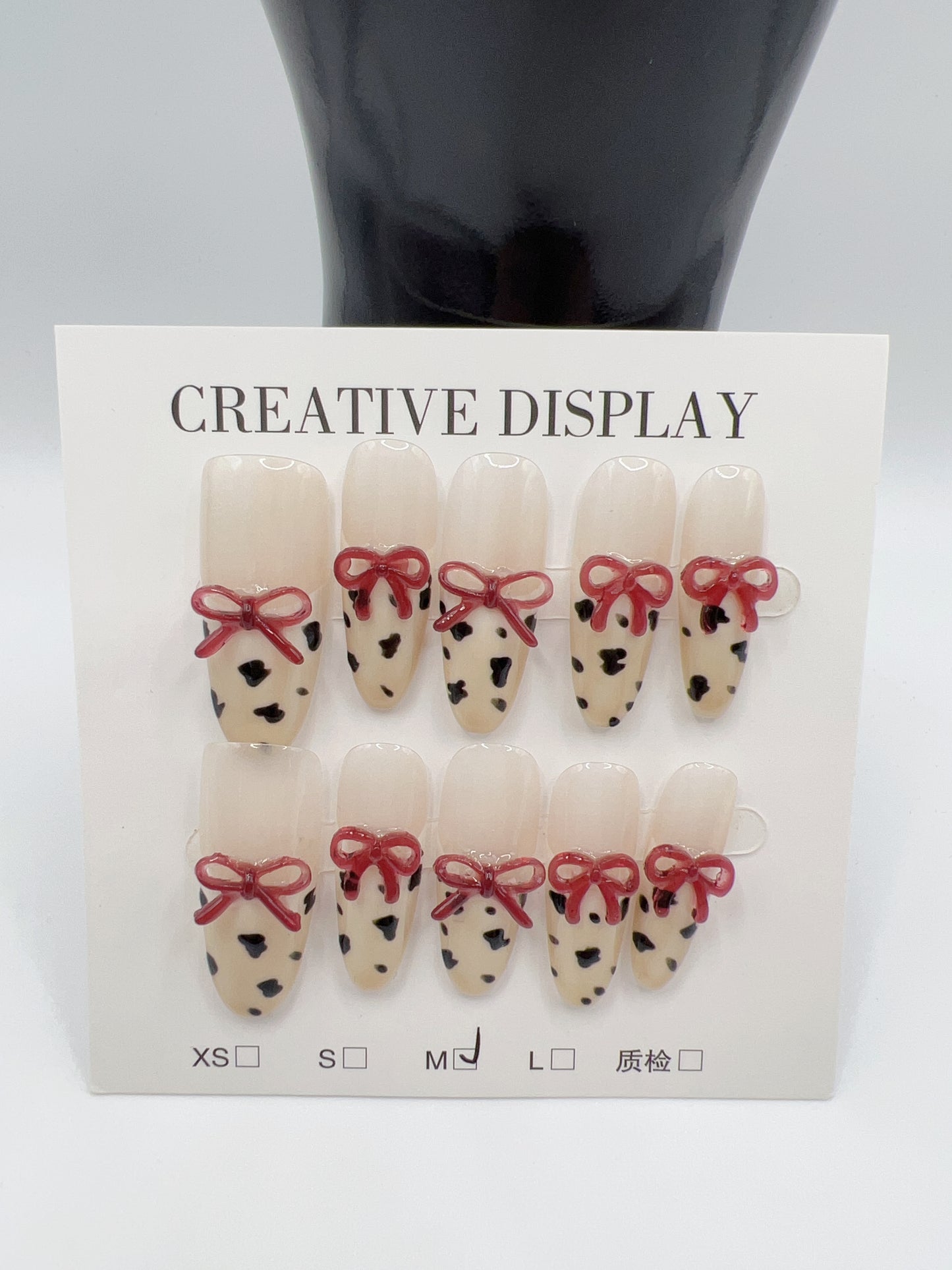 Long Oval Press On Nails with Rhinestone & Charms β Medium Size, 10 Designs