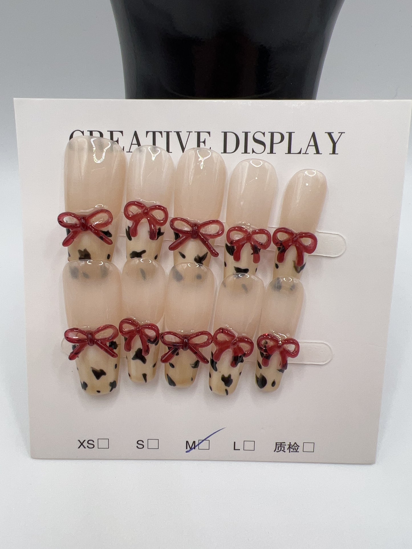 Long Coffin Press-On Nails with Rhinestone & Charms ā 9 Designs, Medium Size
