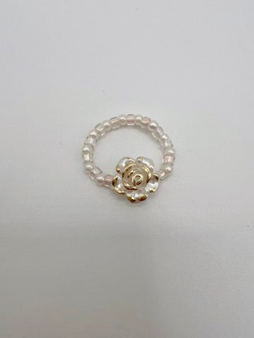 Handmade Elegant Glass Resin Flower Stretch Band Ring