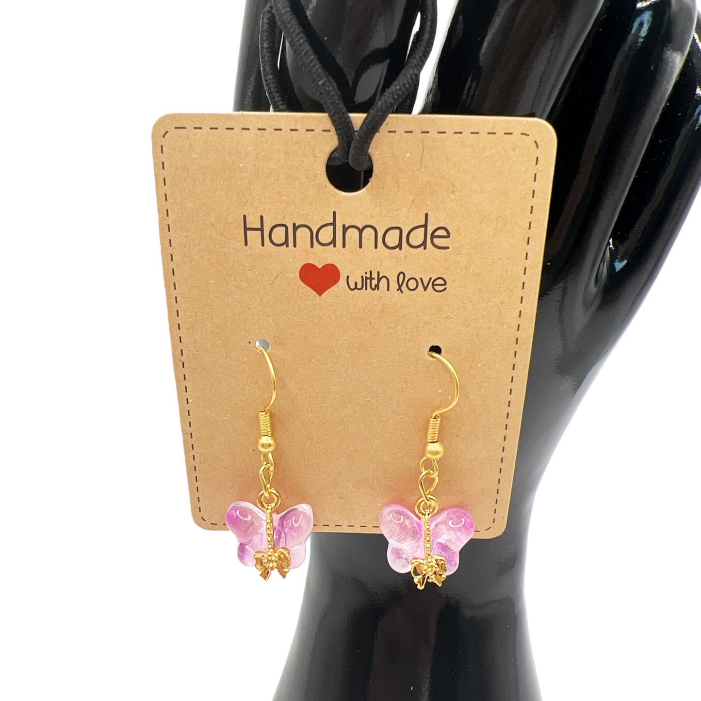 Butterfly Glass Earrings – Gold Delicate Nature-Inspired Jewelry