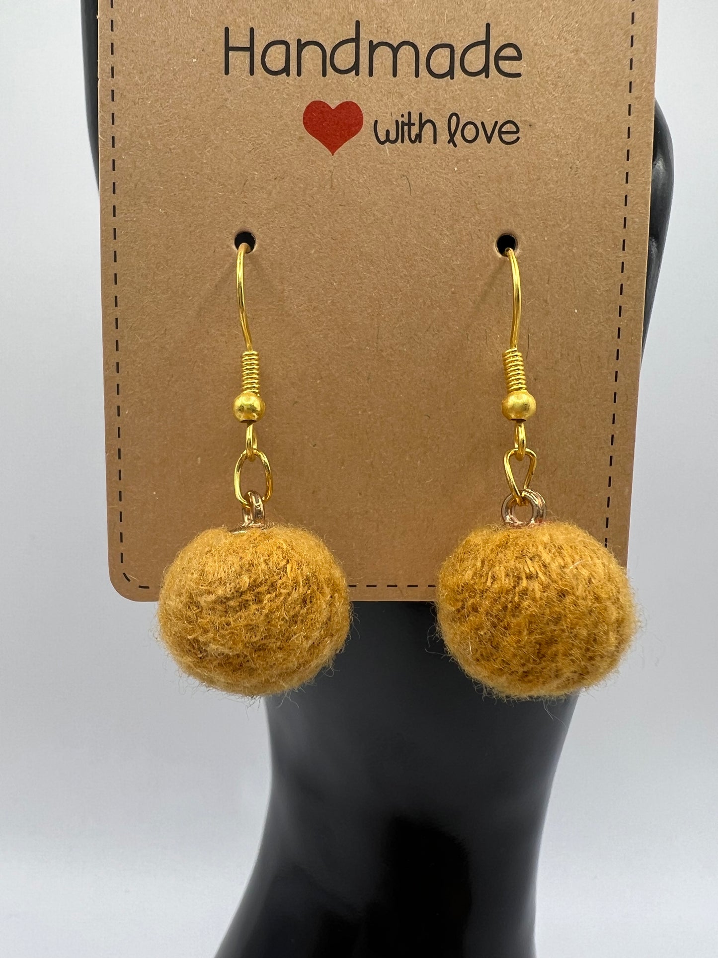 Yellow Fluffy Pom-Pom Drop Earrings | Lightweight & Playful | Soft Statement