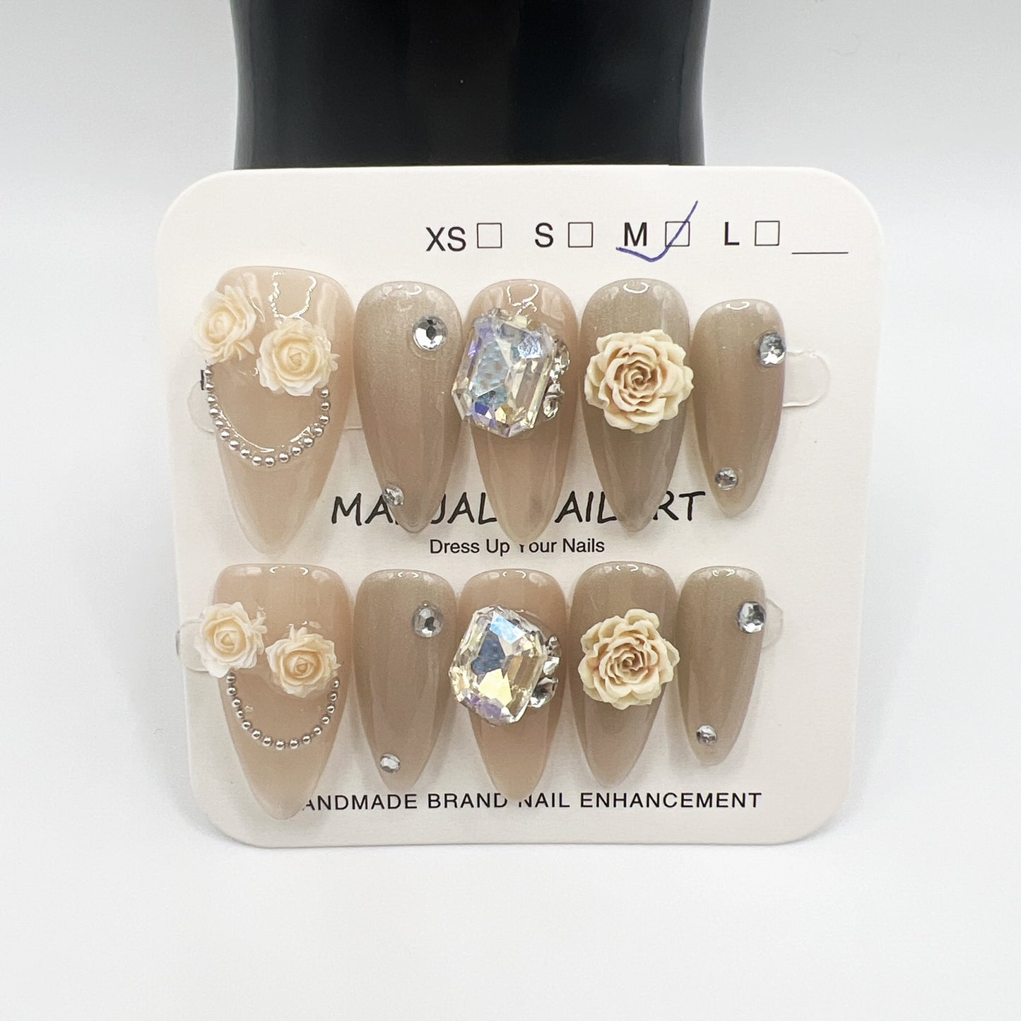 Oval Medium Length Rhinestone Press-On Nails | 10 Sparkling Designs | M Size