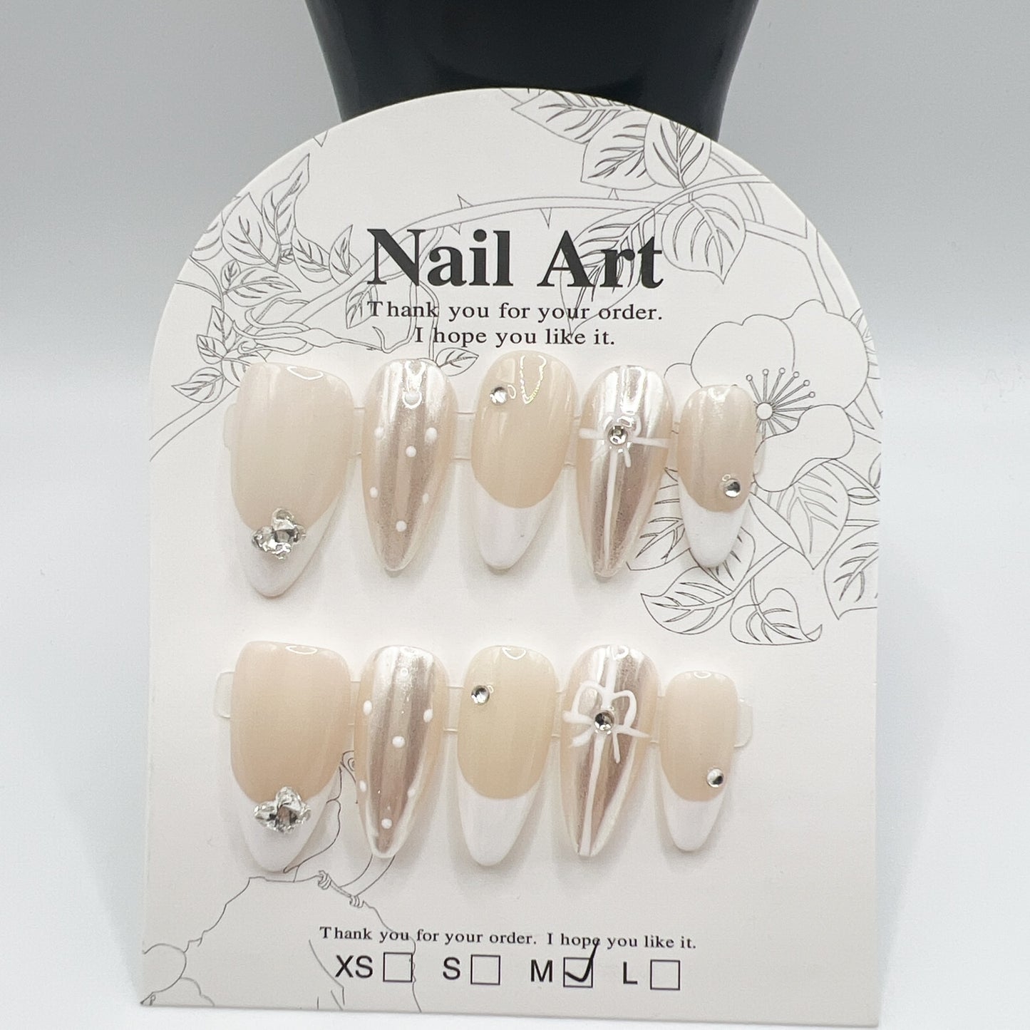 Oval Medium Length Rhinestone Press-On Nails | 10 Sparkling Designs | M Size