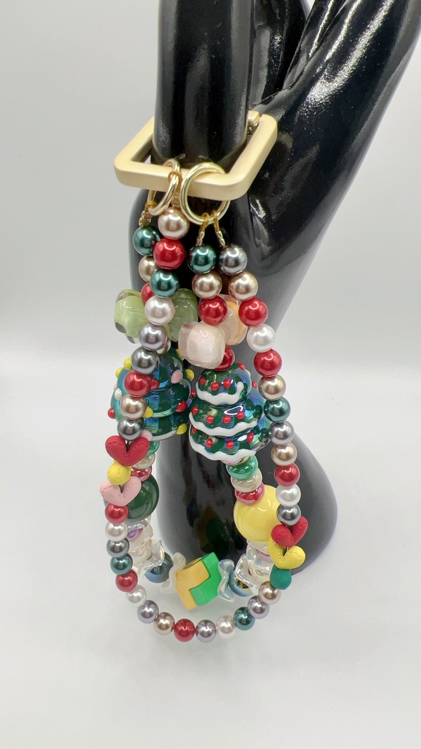 Handmade Painted Beaded Keychain / Bag Chain / Phone Chain β Christmas Style