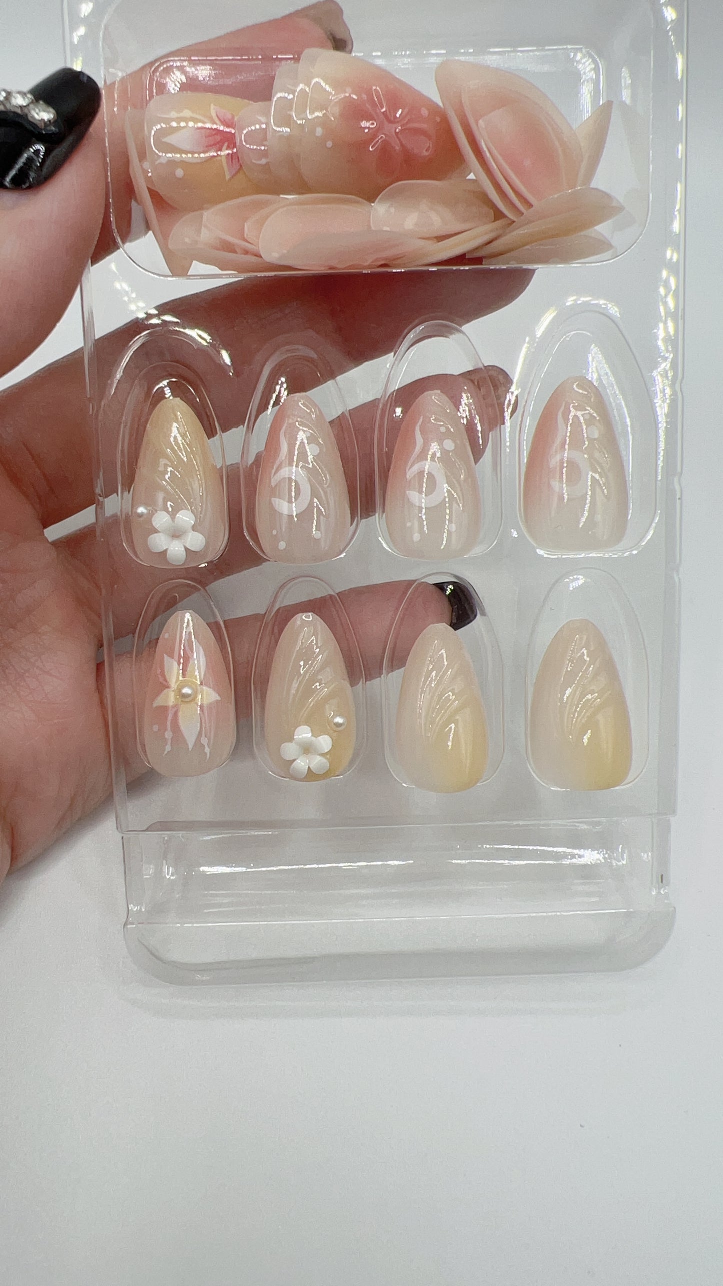 24Pcs Almond Press-On Nails – 5 Designs, Fits All Nail Sizes