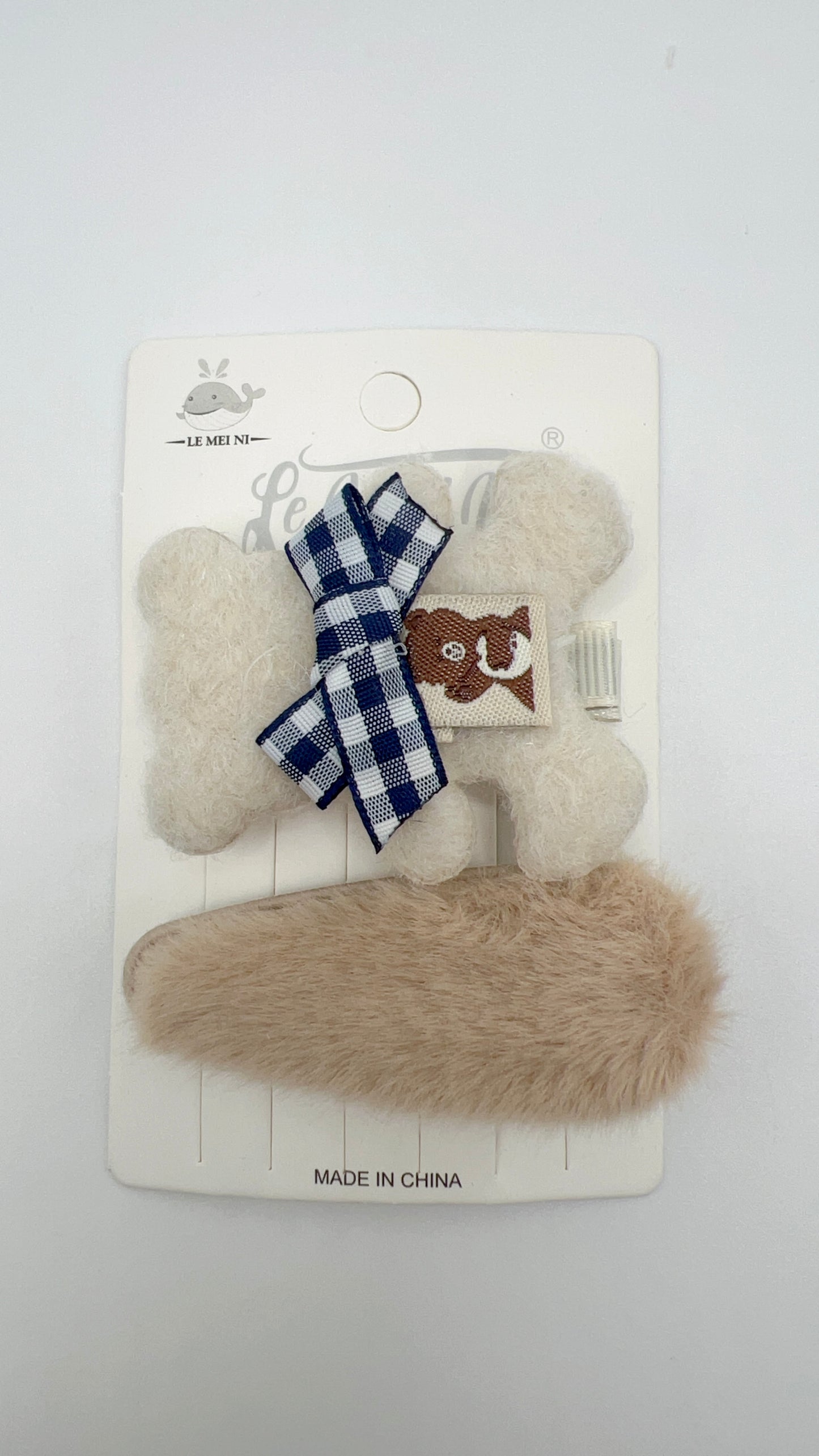 Plush Bear Hair Clip Set Cute for Girls in Winter and Fall 2 Color Options