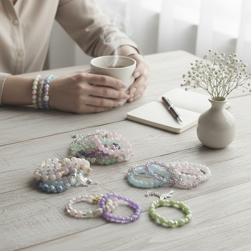 10 PCS Mixed Handmade Bracelets, Elastic Comfortable for Daily Wear