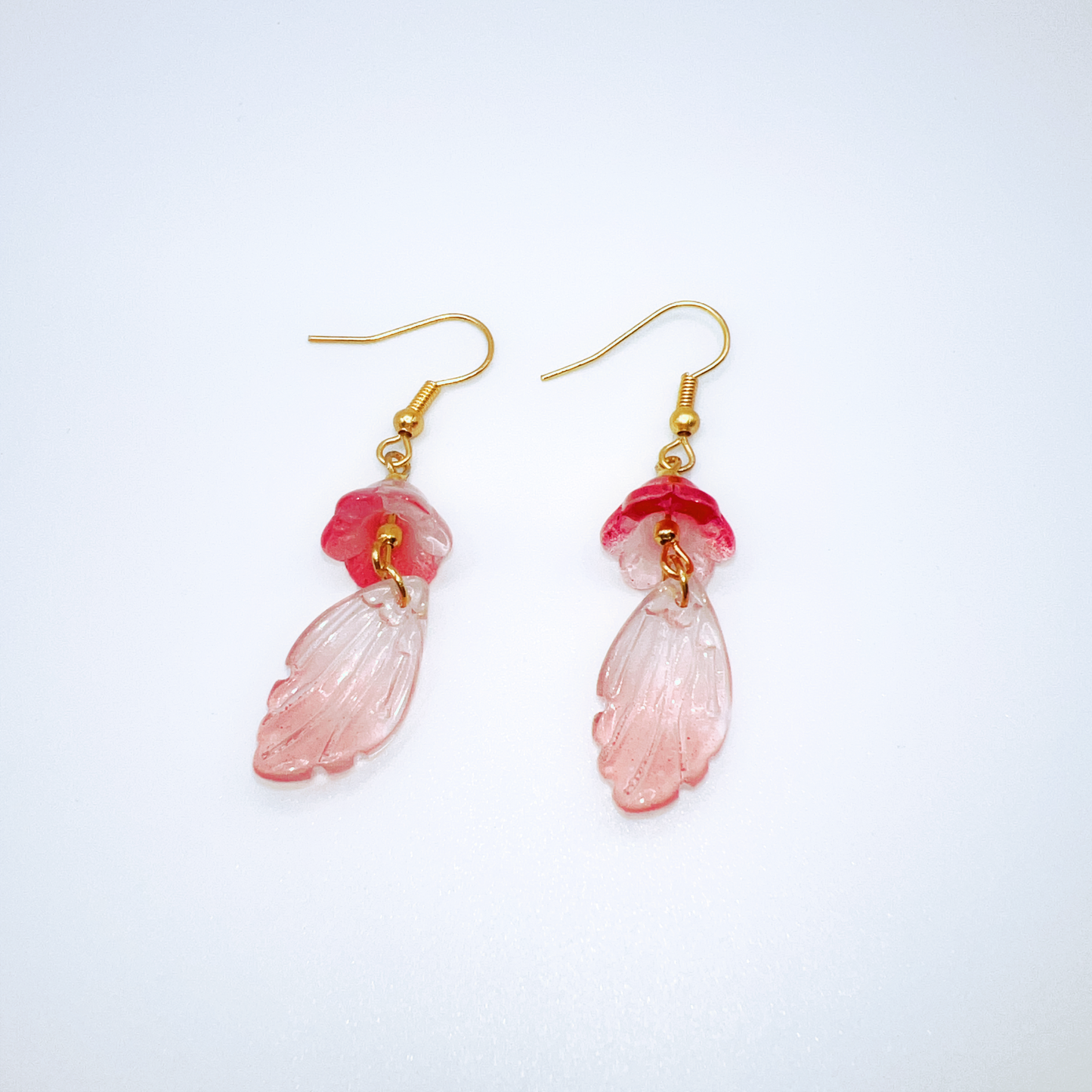 Chic Pink Lily of the Valley & Petal Dangle Earrings