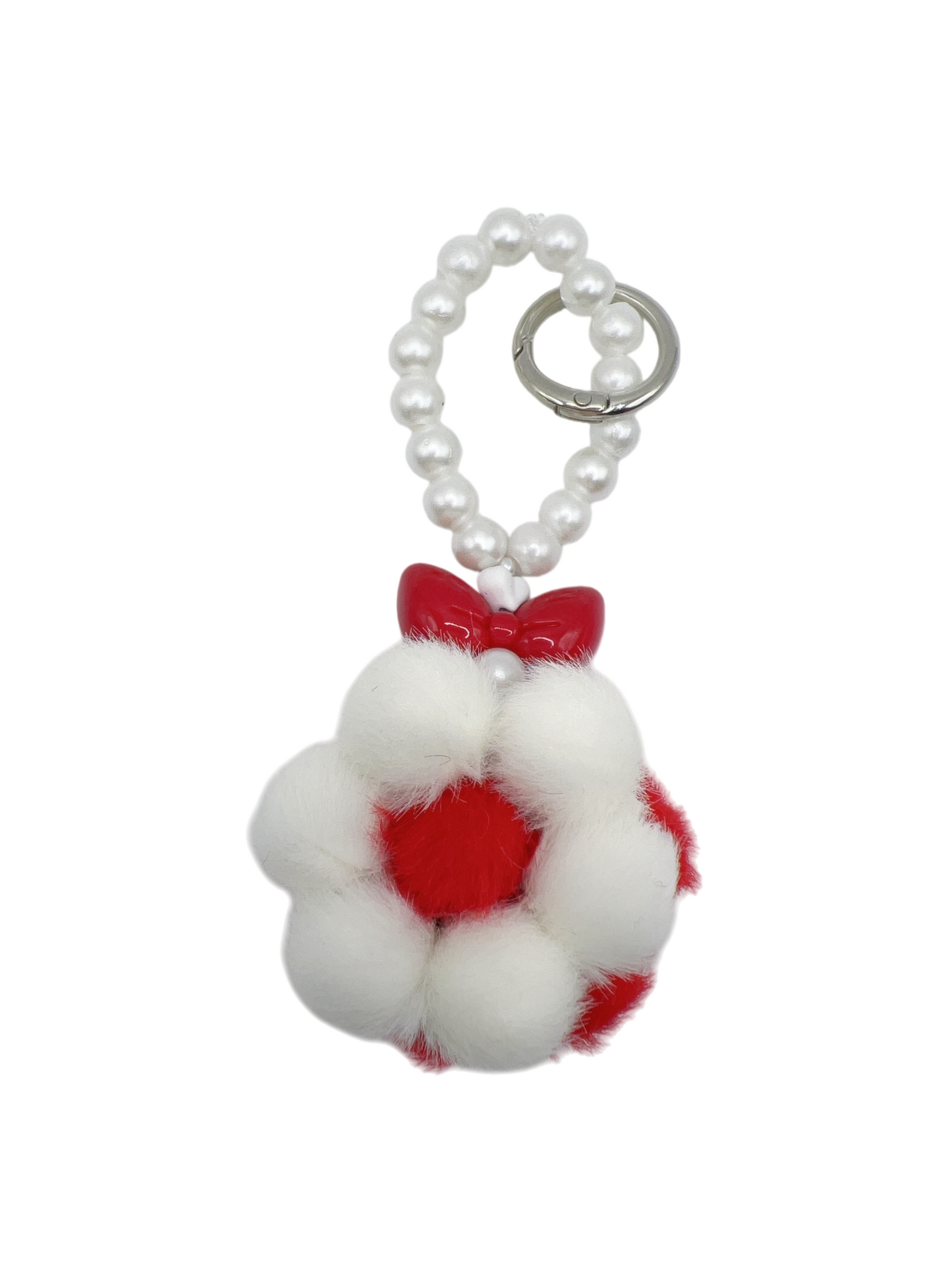 Double-Sided Pom Pom Flower Bag Charm Keychain – Cute Plush Bag Pendant