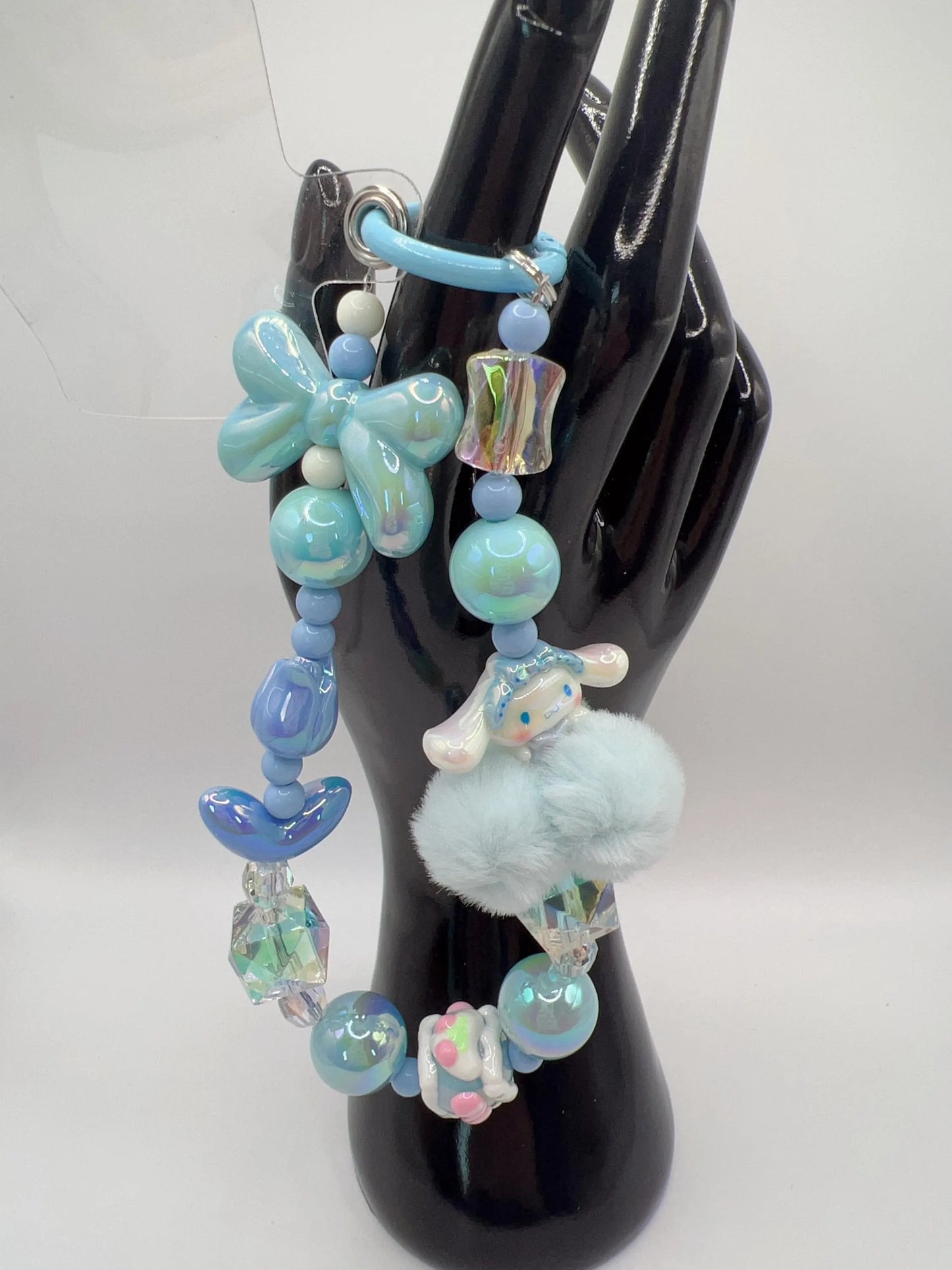 Handmade Kawaii Keychain: Cartoon Pendant & Pom Pom Bag Charm