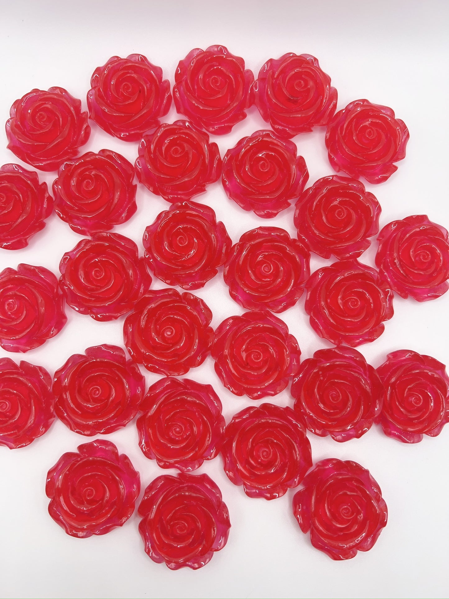 26 Pcs Resin Rose Flower Flatback Charms 35mm – DIY Crafts, Photo Frame & Bouquet Decor