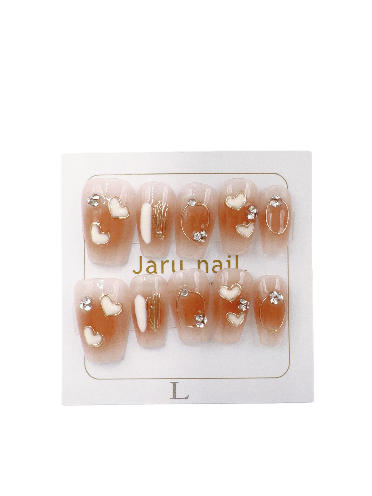 Short Coffin Press-On Nails with Rhinestones Charms – Large Size