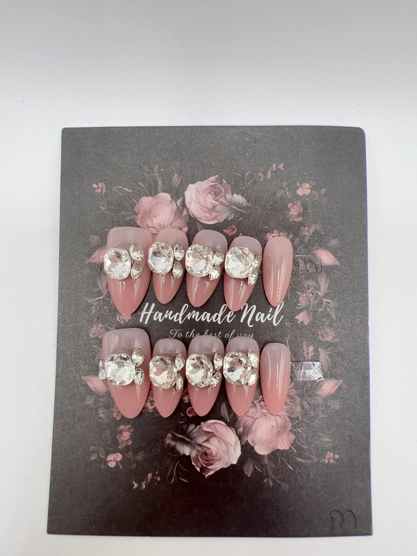 Almond Press-On Nails with Elegant Charms – Medium Size