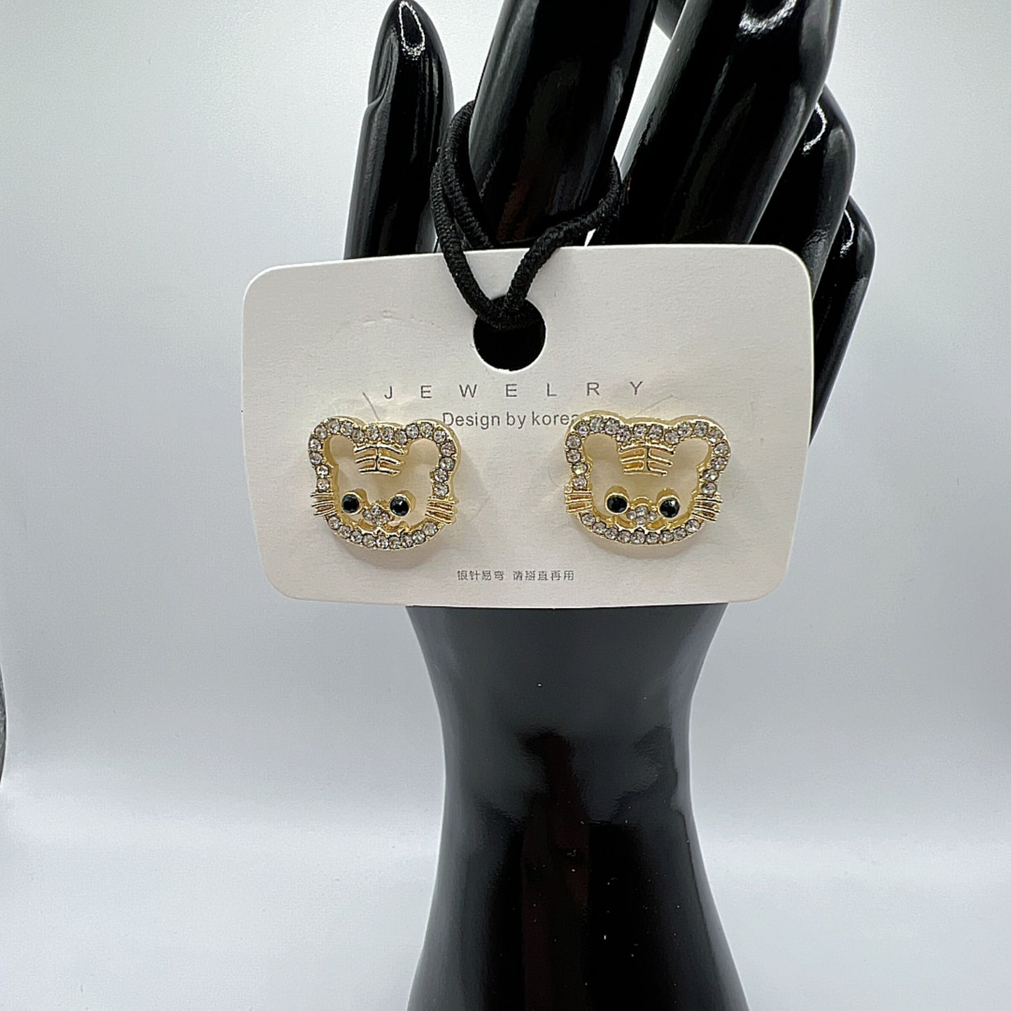 Rhinestone Tiger Stud Earrings – Sparkling Animal Jewelry