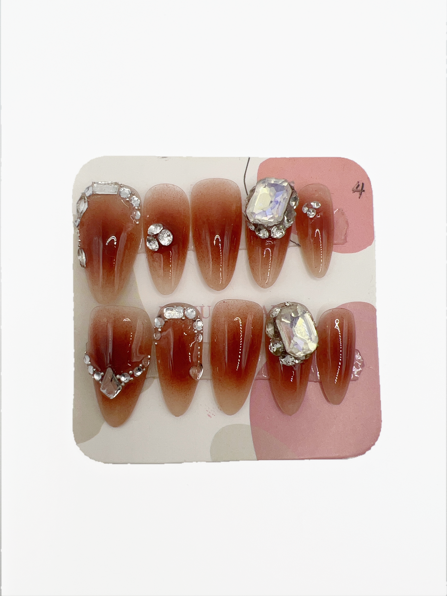Almond Press-On Nails with Rhinestones – Large Size