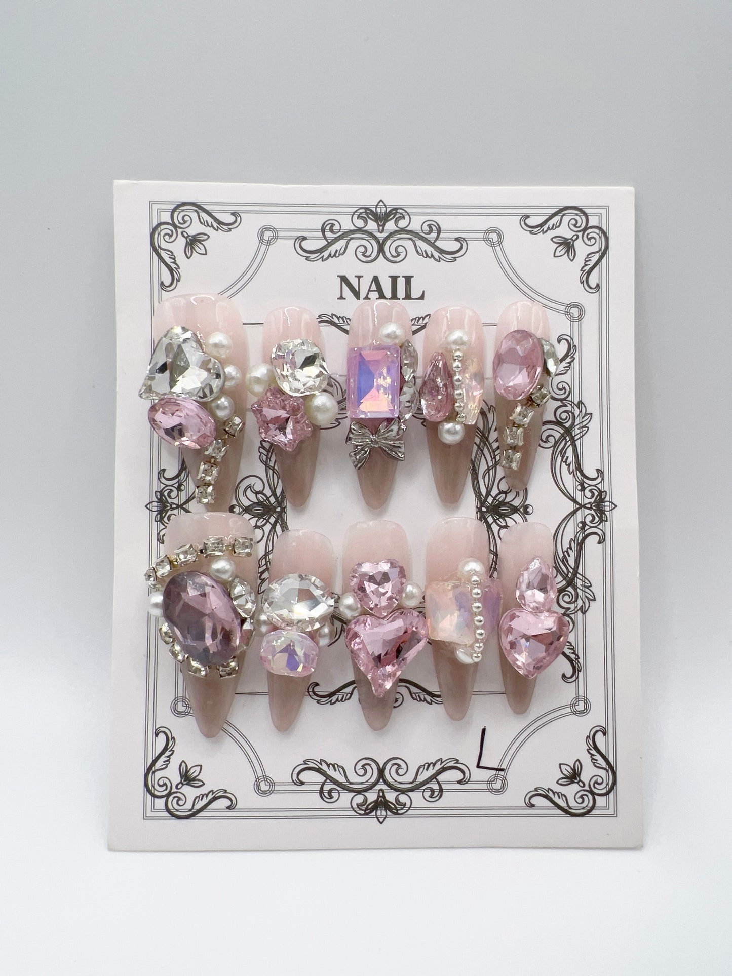 Luxury Rhinestone Press-On Nails | Stiletto Shape | Glam Charm Design