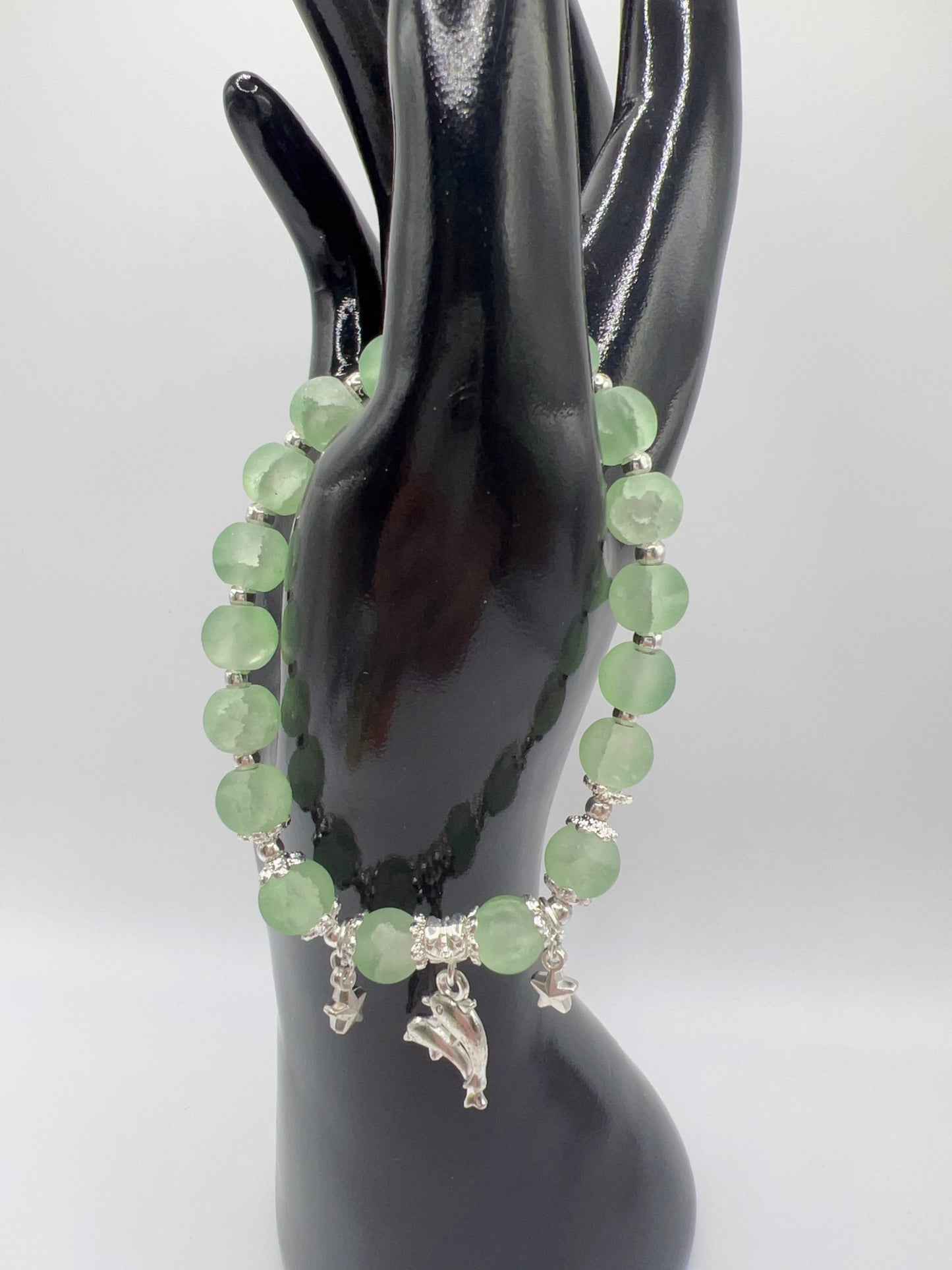 Stretchy Glass or Acrylic Bead Bracelet with Cute Charms & Spacers – Handmade Jewelry