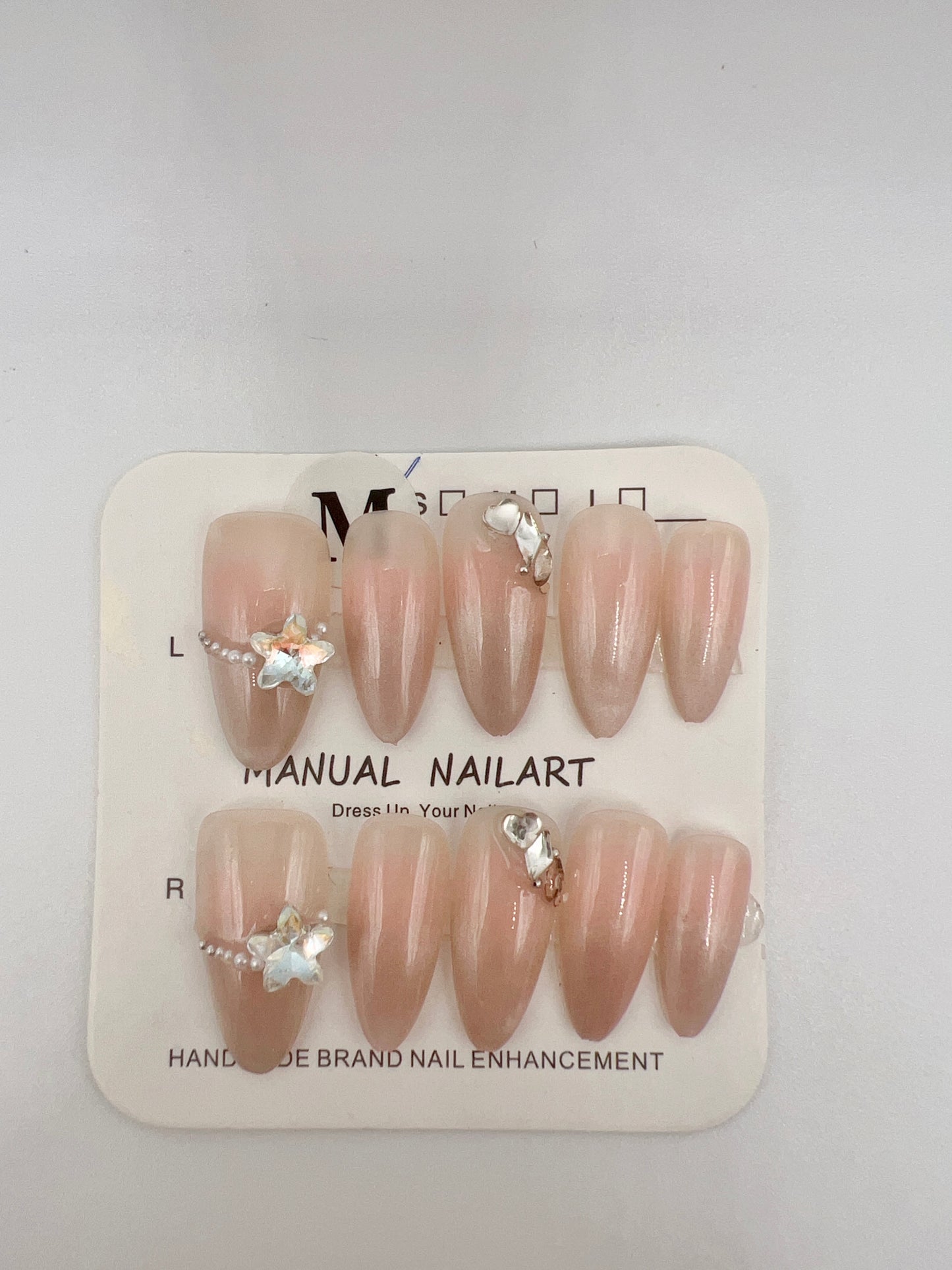 Almond Press-On Nails with Elegant Charms – Medium Size
