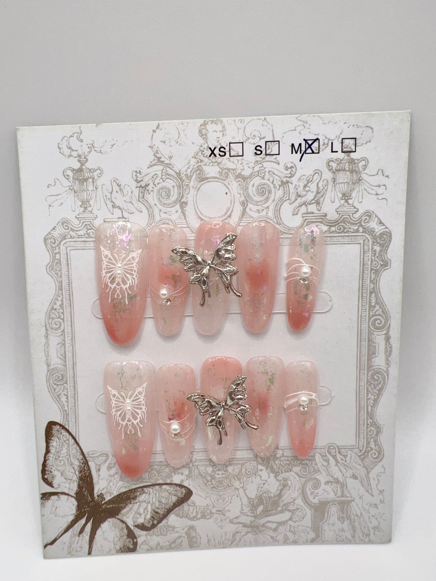 Long Oval Press On Nails with Rhinestone Glam – 8 Designs Medium Size