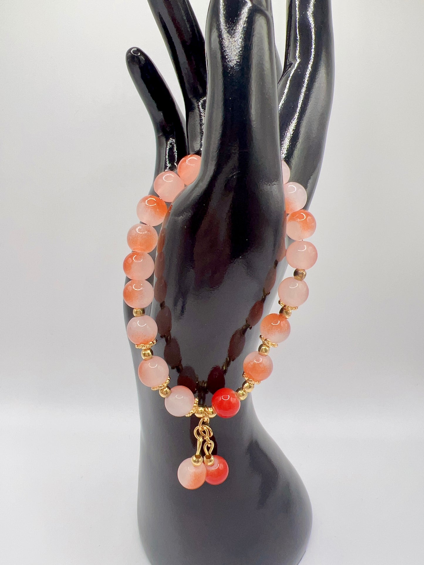 Stretchy Glass or Acrylic Bead Bracelet with Cute Charms & Spacers – Handmade Jewelry