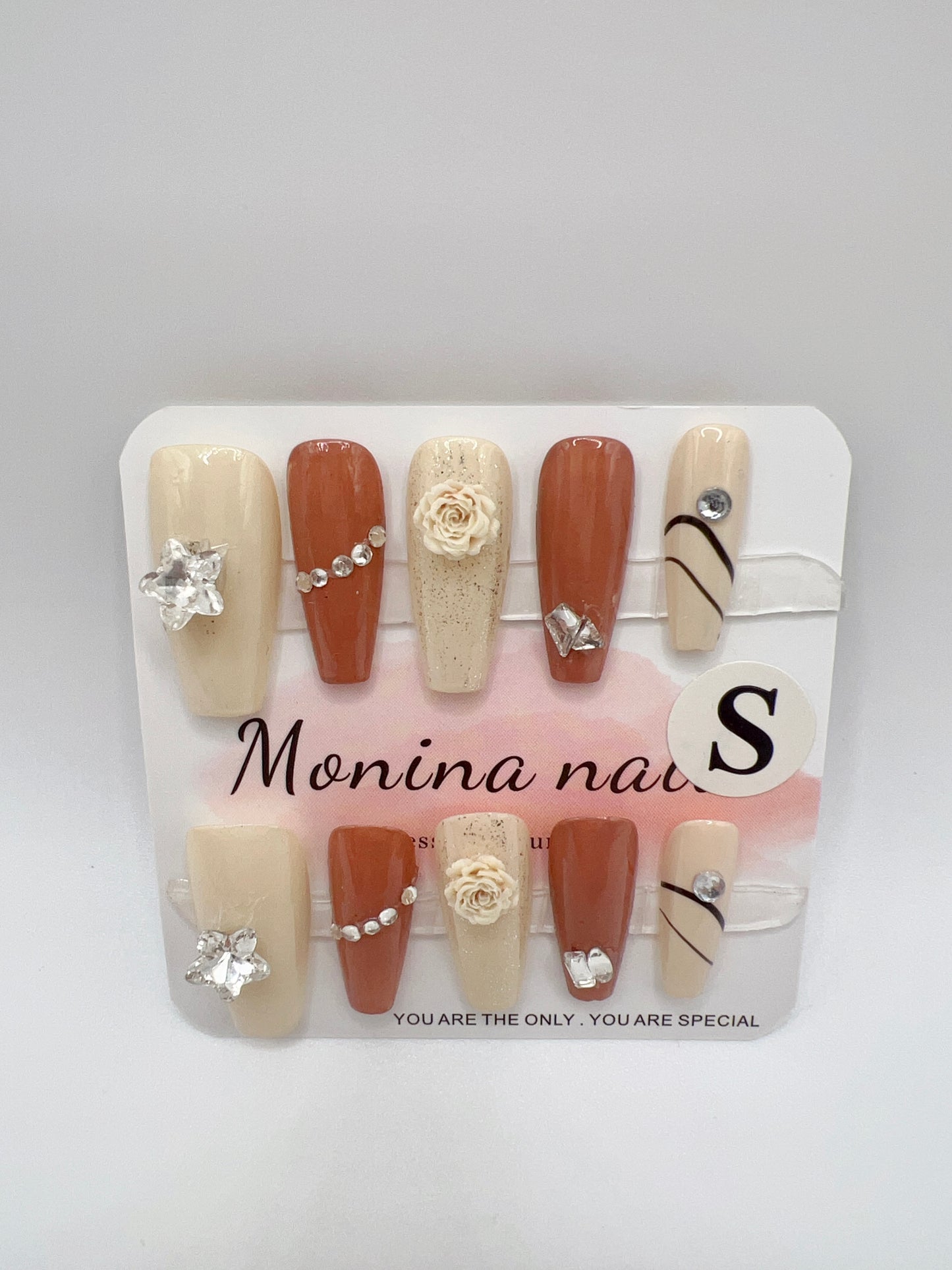 5 Sets Medium Coffin Press-On Nails Simple Style