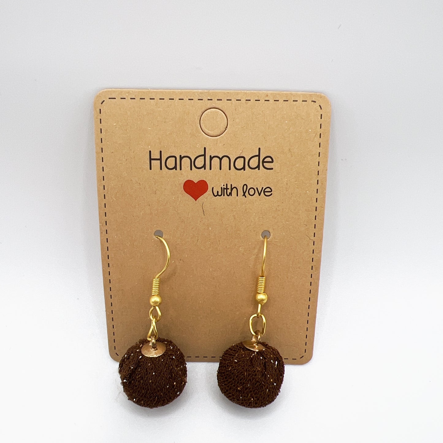 Shimmery Thread Round Ball Drop Earrings | Lightweight & Stylish | White & Brown Options