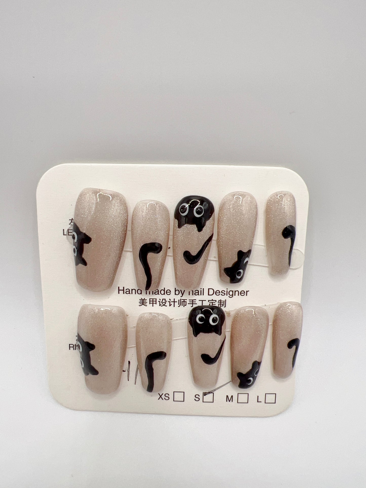5 Sets Medium Coffin Press-On Nails Simple Style