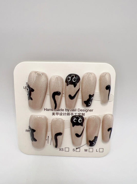 5 Sets Medium Coffin Press-On Nails Simple Style