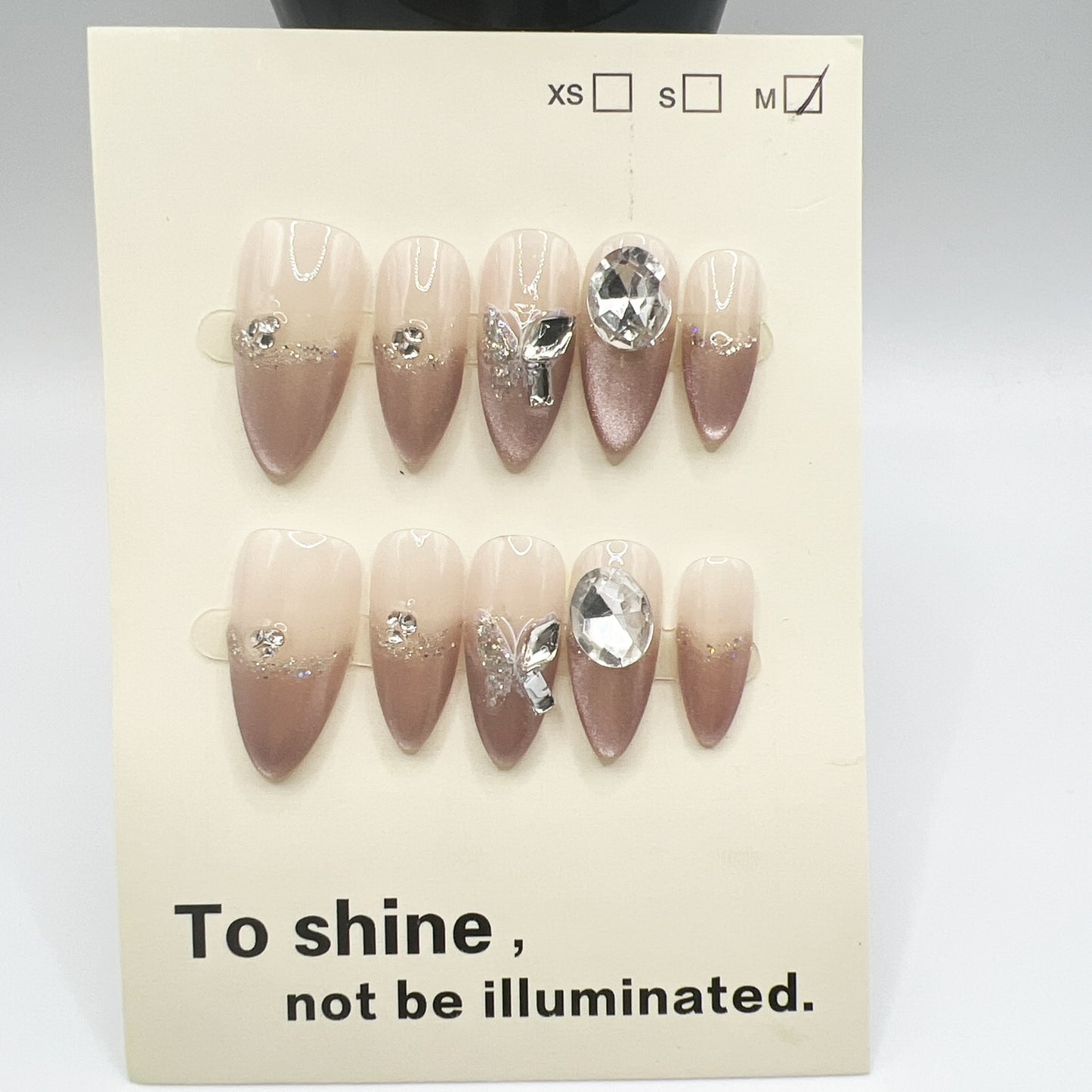 Oval Medium Length Rhinestone Press-On Nails | 10 Sparkling Designs | M Size