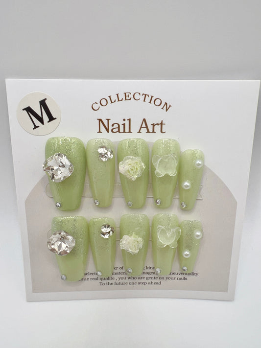 Medium Coffin Press On Nails Simple Style – 9 Designs, Medium Size
