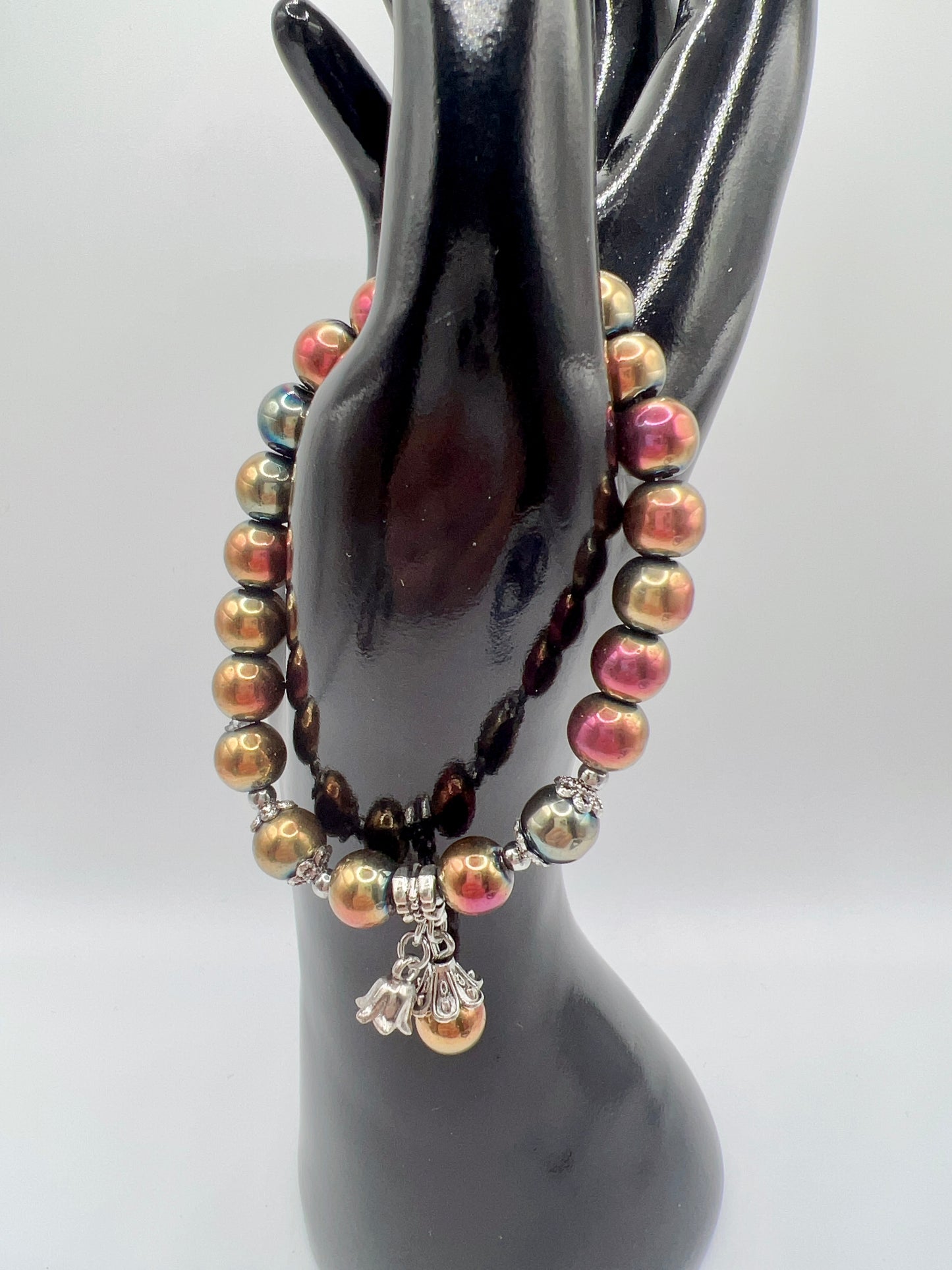 Stretchy Glass or Acrylic Bead Bracelet with Cute Charms & Spacers – Handmade Jewelry