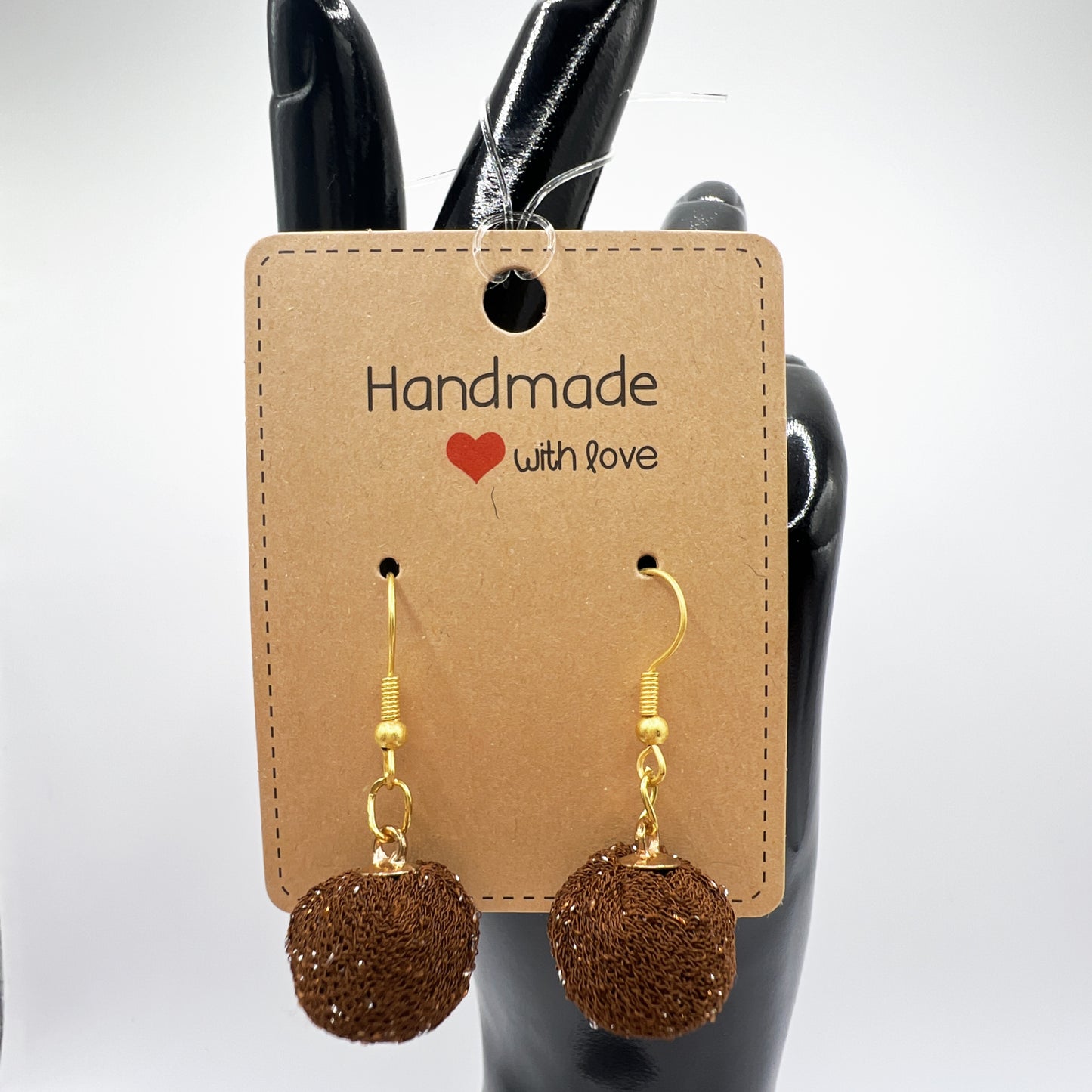 Shimmery Thread Round Ball Drop Earrings | Lightweight & Stylish | White & Brown Options