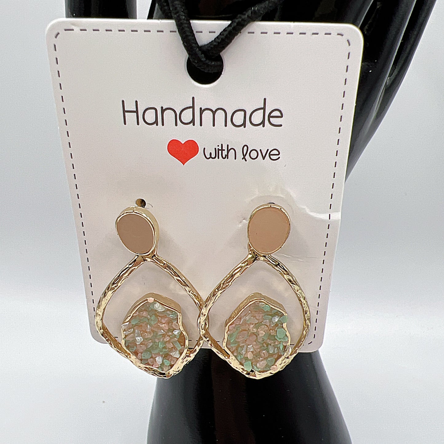Elegant Crushed Stone Earrings – Two Color Lightweight Jewelry