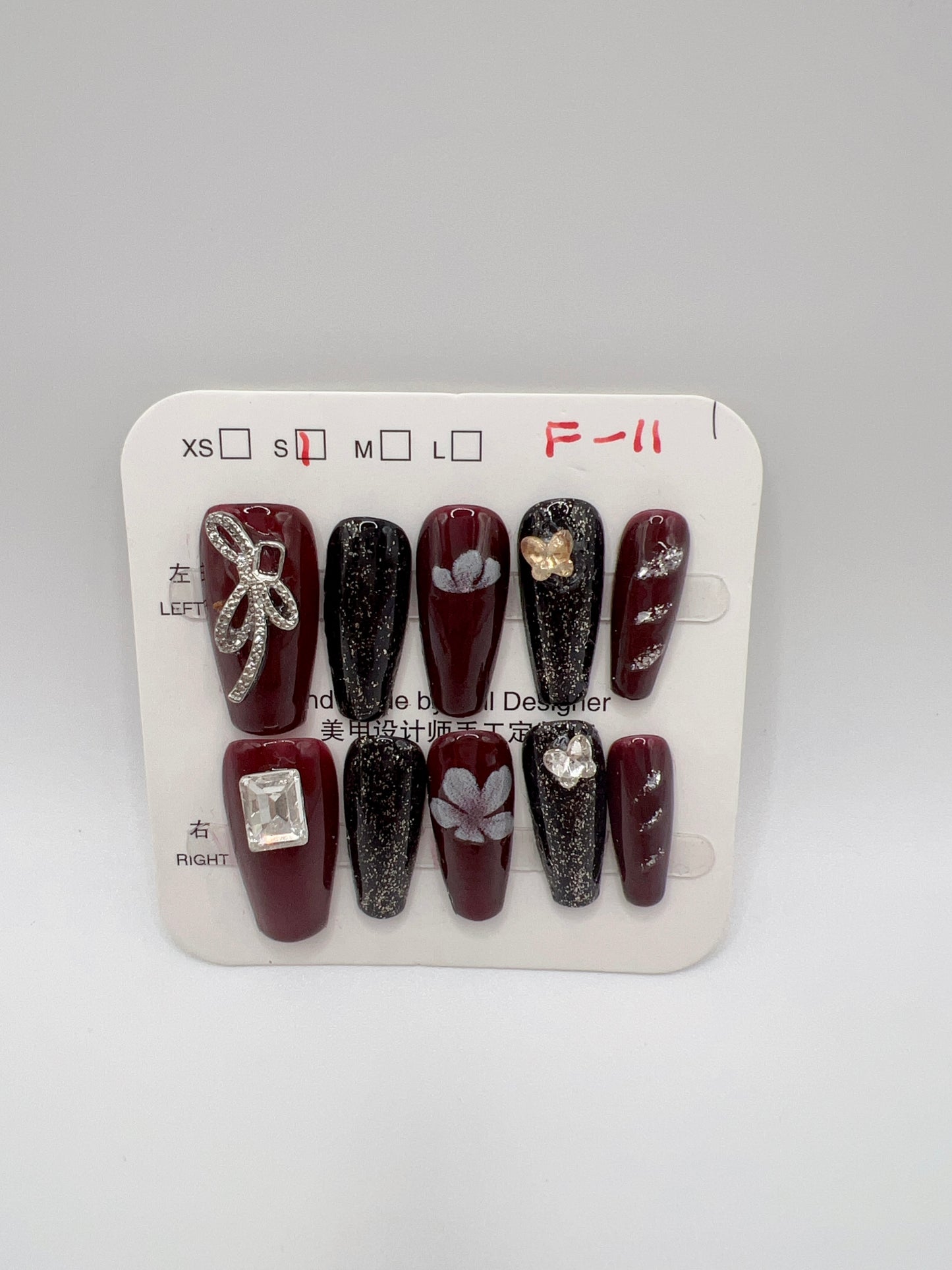 5 Sets Medium Coffin Press-On Nails Simple Style