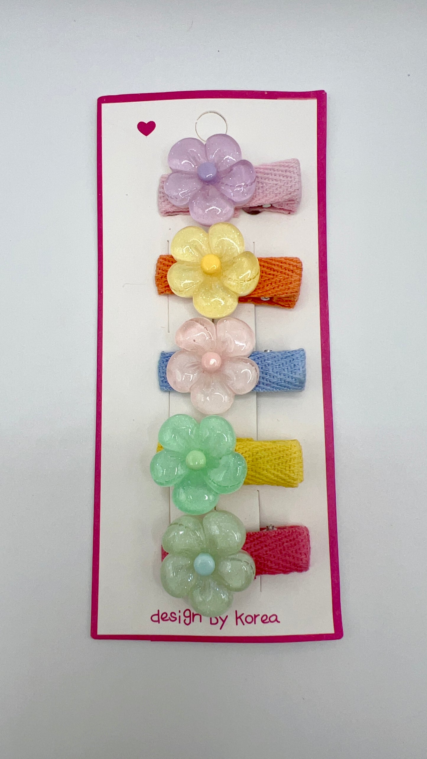 Handmade Colorful Flower Hair Clip Set – 5pcs, Cute for Girls & Gift