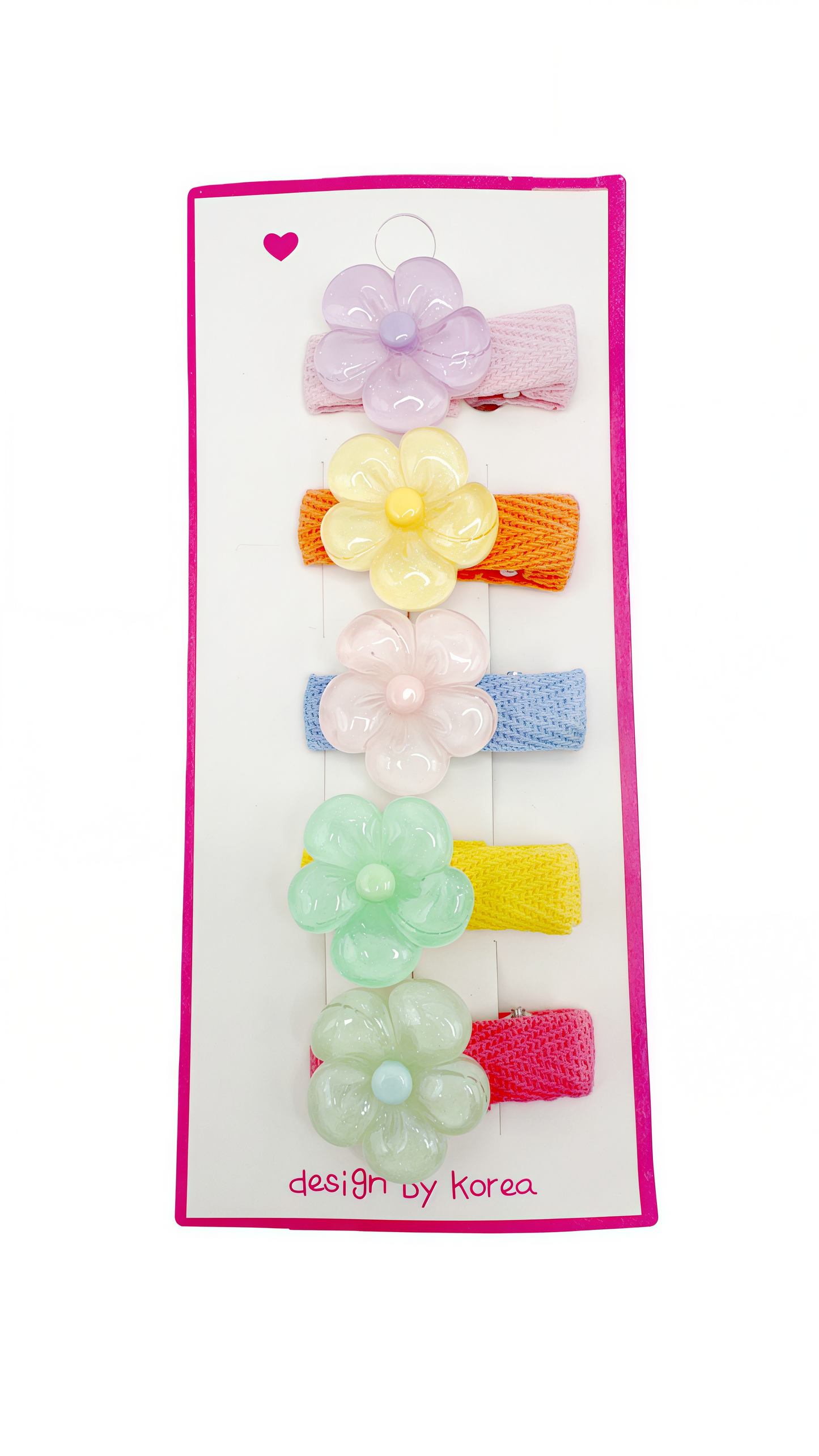 Handmade Colorful Flower Hair Clip Set – 5pcs, Cute for Girls & Gift