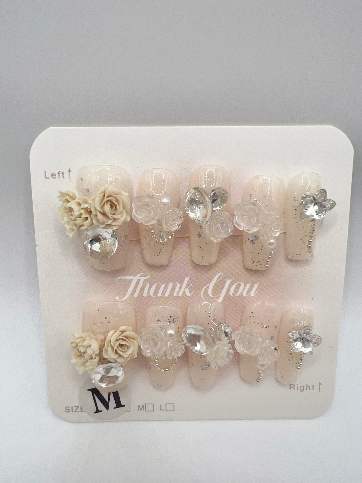 Medium Coffin Press On Nails with Rhinestone and Charms – Medium Size