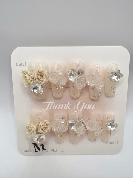 Medium Coffin Press On Nails with Rhinestone and Charms – Medium Size