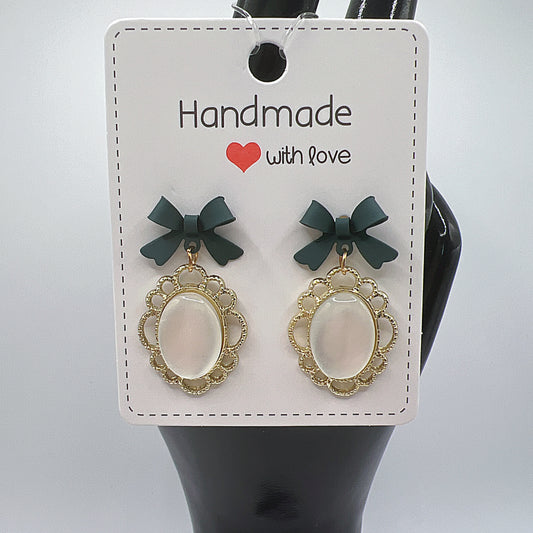 Bow Knot White Stone Drop Earrings | Princess Elegance | Feminine & Chic Jewelry