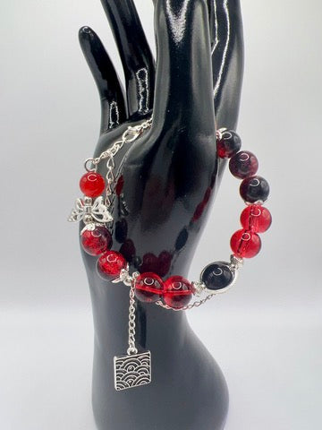 Adjustable Glass or Acrylic Bead Bracelet with Cute Charms & Spacers – Handmade Jewelry