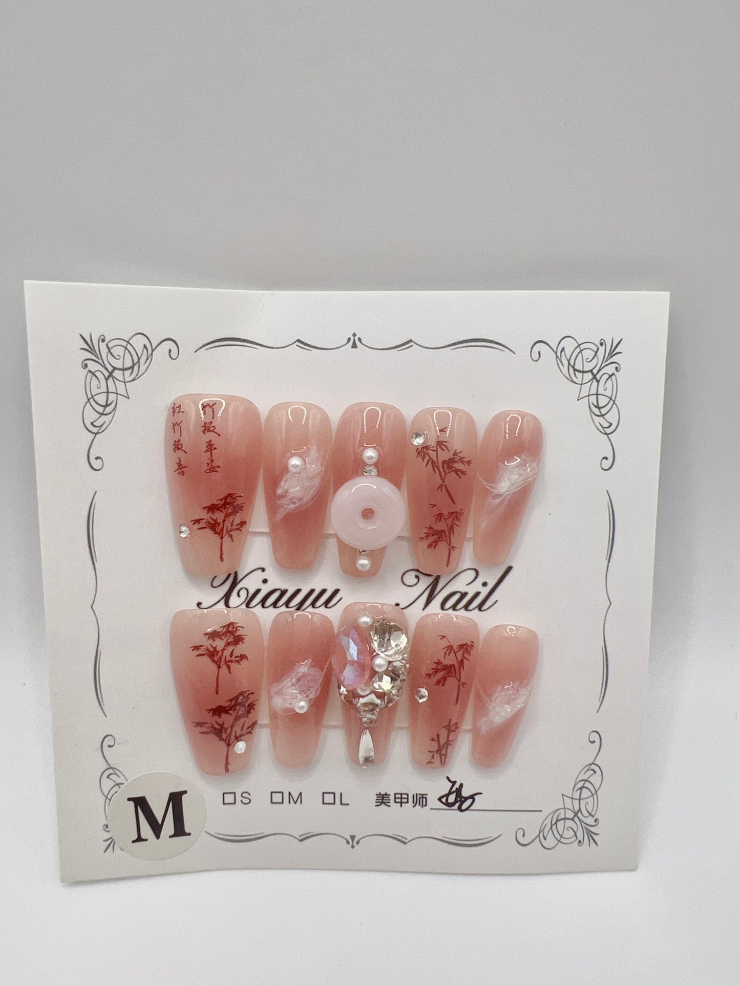 Medium Coffin Press On Nails Simple Style – 9 Designs, Medium Size