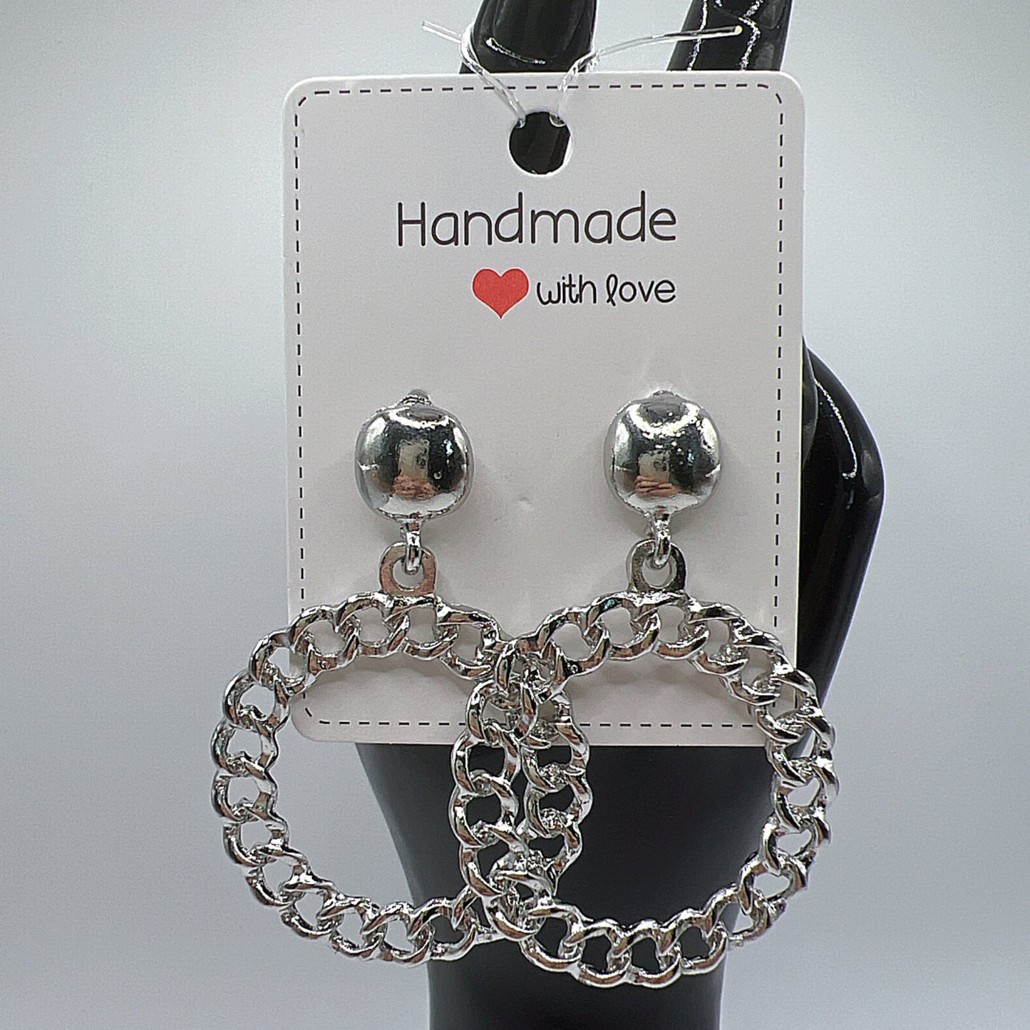 Silver Metal Hoop Drop Earrings | Punk & Edgy | Bold Statement Jewelry